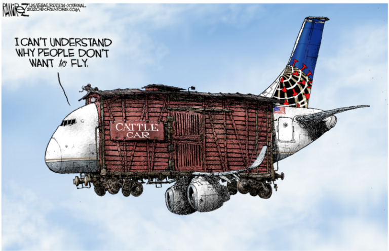 L'AJC demande des excuses pour un dessin animé montrant un avion exigu comme un "wagon à bestiaux"