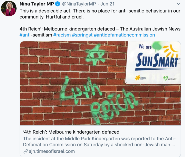 Un jardin d'enfants de Melbourne défiguré par des graffitis néo-nazis