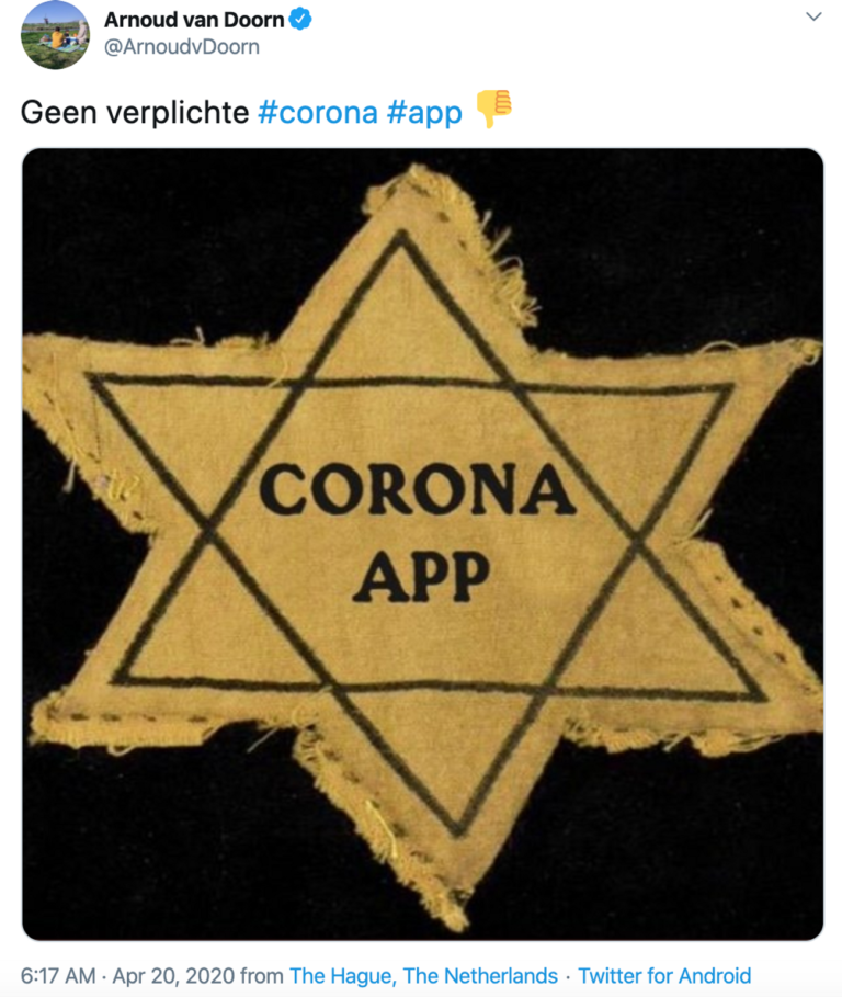 Un politicien musulman-néerlandais tweete une étoile jaune juive pour protester contre le plan de surveillance du coronavirus