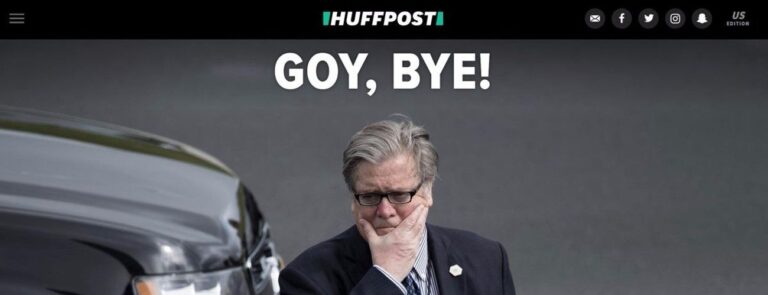 Ce que HuffPo voulait dire avec "Goy, Bye!"  Titre sur Bannon - et pourquoi Twitter l'a détesté