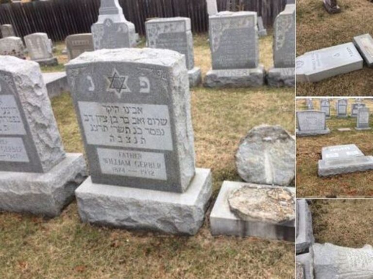 Des pierres tombales renversées dans un cimetière juif du nord de l'État de New York