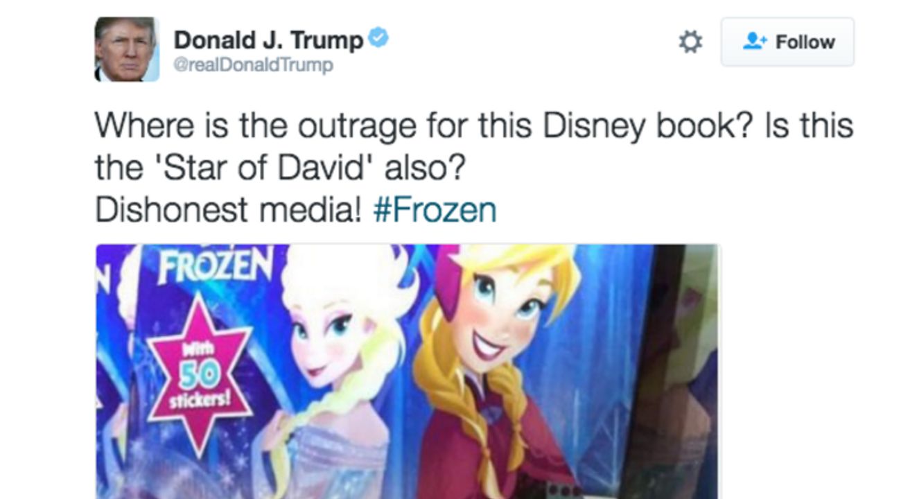 Donald Trump devient "gelé" sur le rabat de l'étoile de David