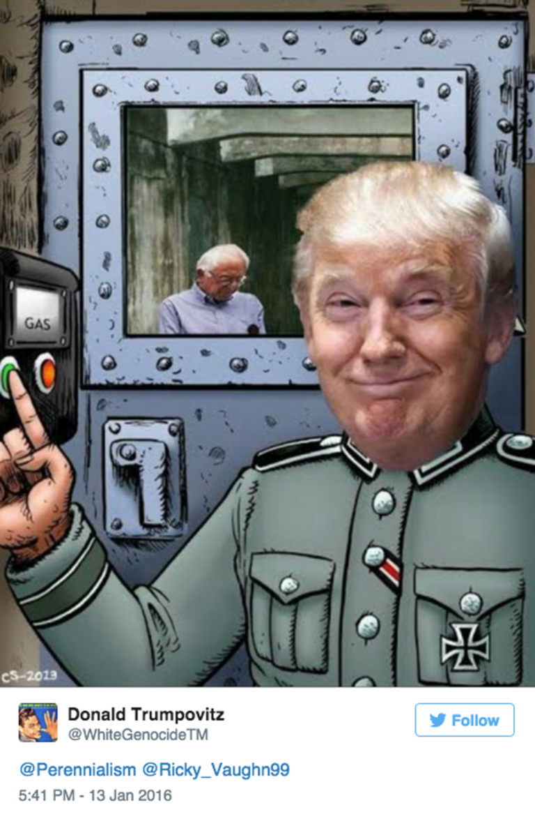 Donald Trump retweete le créateur de la photo montrant Bernie Sanders envoyé à la chambre à gaz