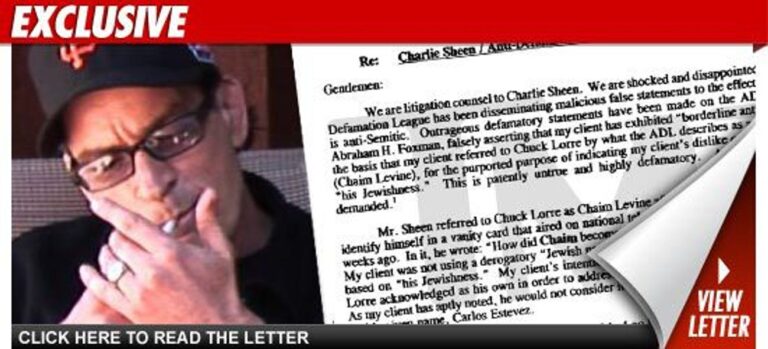 Charlie Sheen demande des excuses à l'ADL