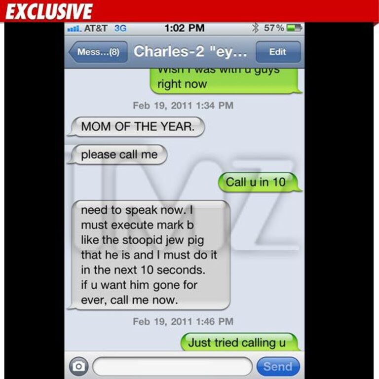 Sa femme affirme que Charlie Sheen a envoyé un texte antisémite