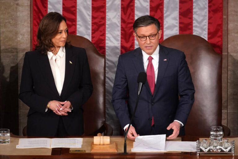 House Speaker Mike Johnson ahead of President Joe Biden's State of the Union address on March 7, 2024.