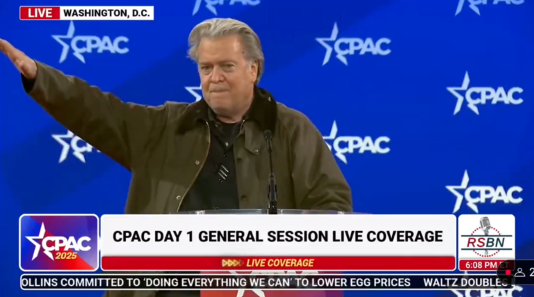 Après avoir réprimandé du chef français d'extrême droite, Steve Bannon nie que son geste droit au CPAC était un nazi à saluer un message de notre éditeur et PDG Rachel Fishman Feddersen