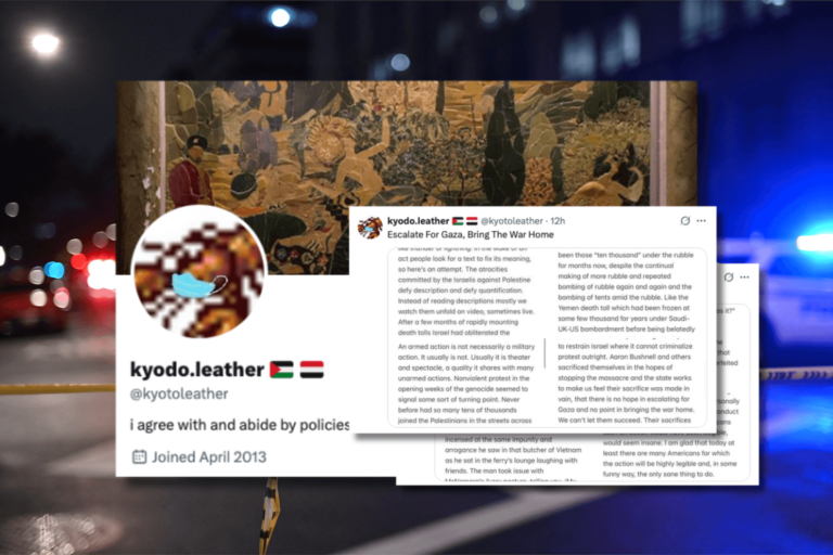 Manifesto publié sur le compte de médias sociaux liés à un tireur de musée juif présumé, qui a appelé à «ramener la guerre à la maison»