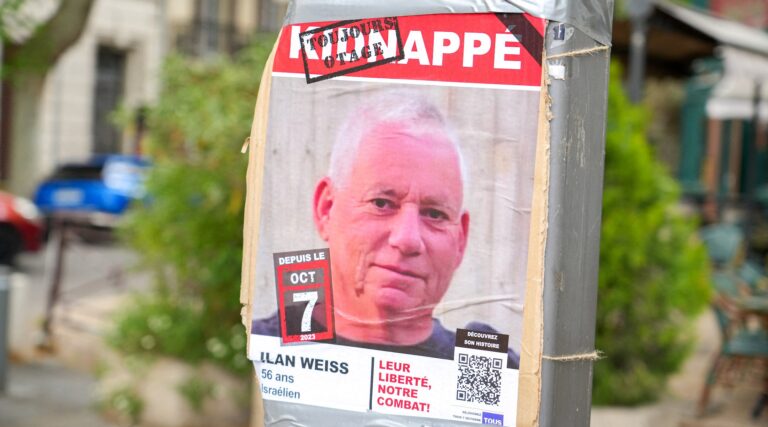A photo of a "Kidnapped" poster for Ilan Wiess.