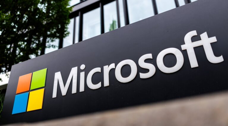 A photo of the microsoft logo.