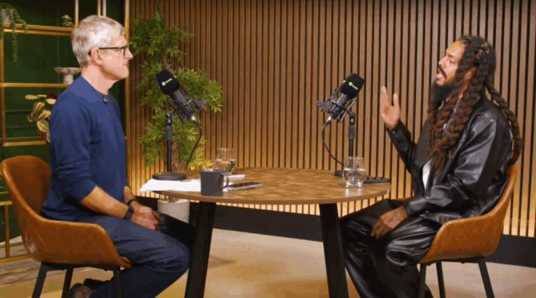 Documentarian Louis Theroux interviews British punk artist Bobby Vylan on Oct. 1, 2025.